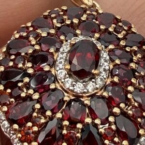 Vtg Anthill Garnet White Zircon Pendant Necklace Rose Gold 925 D'Joy Estate